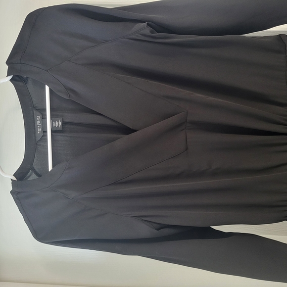 White House Black Market Black V-Neck Long Sleeve Dress - Picture 5 of 8